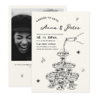 Hand-illustrated Champagne Tower Photo QR Wedding