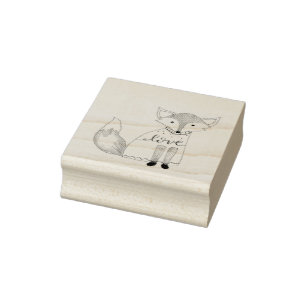 Hand Illustrated Christmas Fox Rubber Stamp