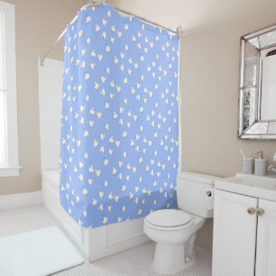 Hand Illustrated Ducks Theme Blue Shower Curtain