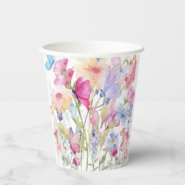 Hand Illustrated floral print  Paper Cups (Front)