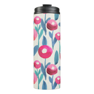 Hand-illustrated florals: watercolor texture. thermal tumbler