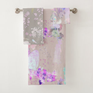 Hand Illustrated  Flowers Print Wash  Bath Towel S