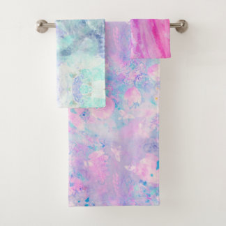 Hand Illustrated Flowers Print Wash Bath Towel S