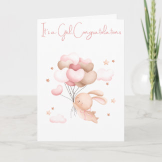 Hand illustrated "It's a Girl" Congratulations Card