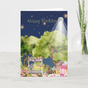 Hand Illustrated Magical Secret Garden Birthday  Card