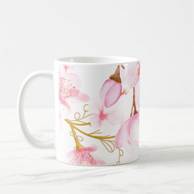 Hand Illustrated Magnolia print Coffee Mug (Left)