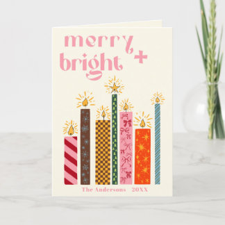 Hand-Illustrated Merry + Bright Christmas Card