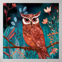 Hand-illustrated owl by the artist - Boho Nature