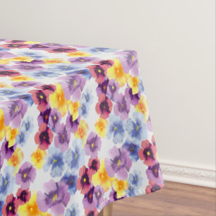 Hand-Illustrated Pansy Wildflowers Colourful Flora Tablecloth