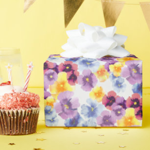 Hand-Illustrated Pansy Wildflowers Colourful Flora Wrapping Paper