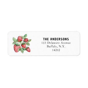 Hand-Illustrated Red Strawberries Elegant Address