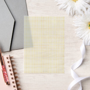 Hand illustrated sunflower yellow plaid Vellum Invitations