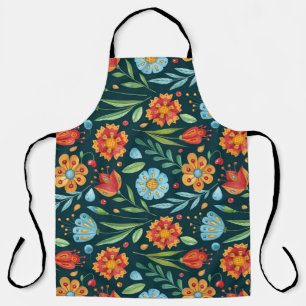 Hand-Illustrated Watercolor Flower Pattern Apron