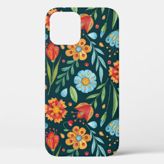 Hand-Illustrated Watercolor Flower Pattern iPhone 12 Case