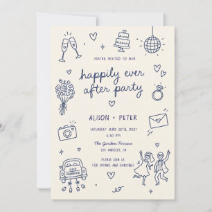 Hand Illustrated Wedding Party Invitations