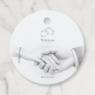 Hand in Hand Romantic Minimalist Favour Tags