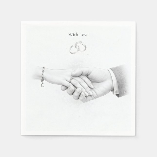 Hand in Hand Romantic Minimalist Wedding Napkin (Front)
