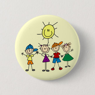 Hand in Hand Stick Figure Kids Tshirts and Gifts 2 Inch Round Button
