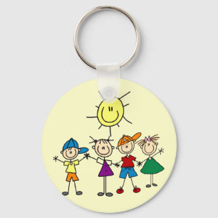 Hand in Hand Stick Figure Kids Tshirts and Gifts Keychain