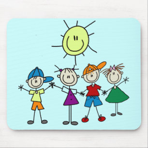 Hand in Hand Stick Figure Kids Tshirts and Gifts Mouse Pad