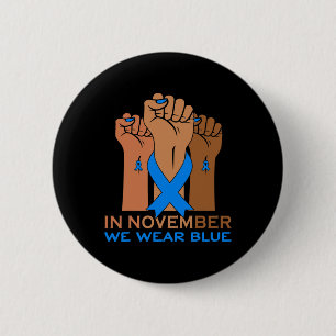 Hand In November We Wear Blue Diabetes Awareness K 2 Inch Round Button