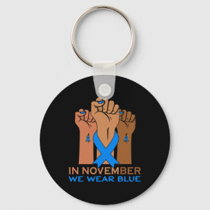 Hand In November We Wear Blue Diabetes Awareness K Keychain