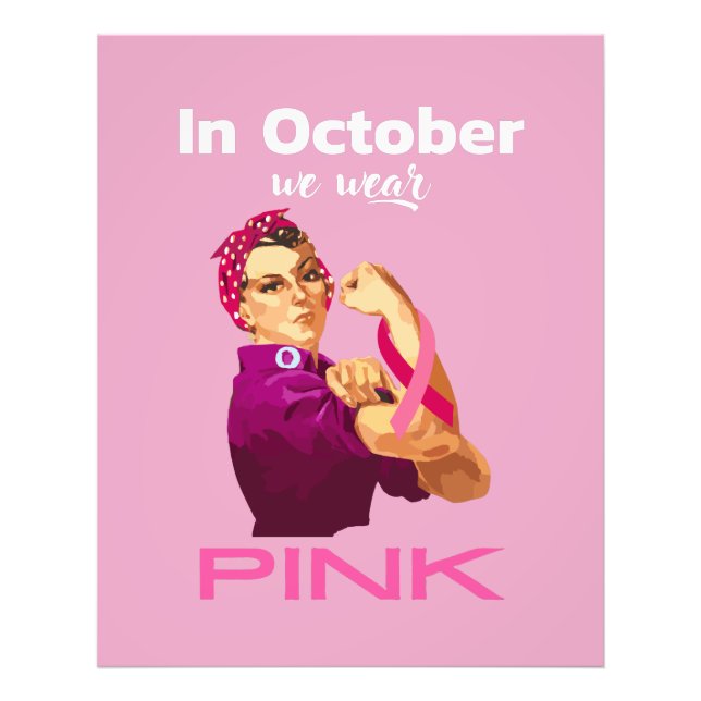 Hand in October we wear Pink Rosie the riveter Photo Print (Front)