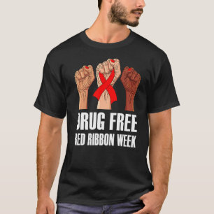 Hand In October We Wear Red Ribbon Week Awareness  T-Shirt