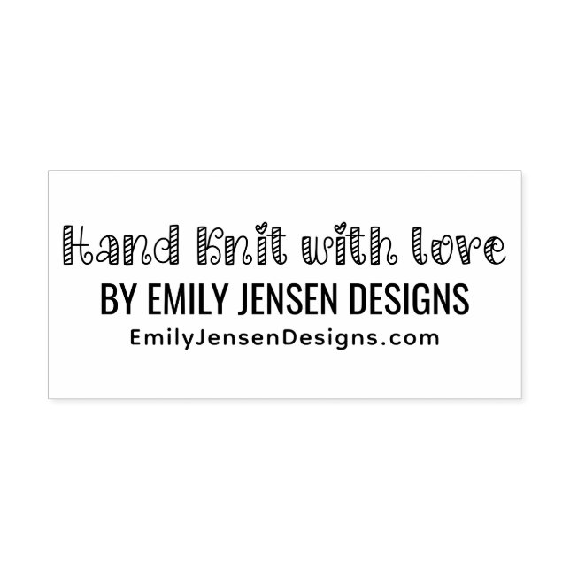Hand Knit with Love #1 Business Name Website URL Self-inking Stamp (Design)