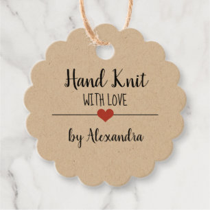 Hand Knit with love kraft script  Favour Tags