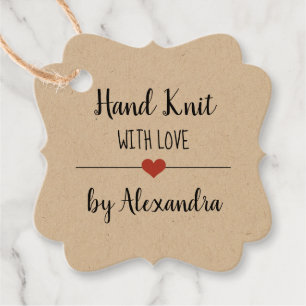 Hand Knit with love kraft script Favour Tags