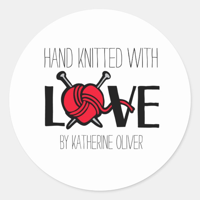 Hand knitted knitters red wool gift stickers (Front)