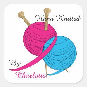 Hand Knitted Personalized Square Sticker