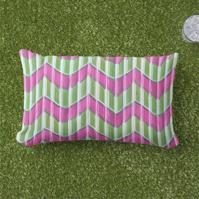 Hand kraft chevron Colourful pattern for summer Lumbar Pillow (Grass)