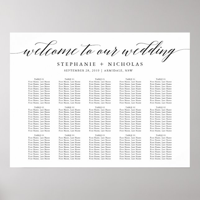 Hand Letter Chic Wedding Seating Chart (Front)