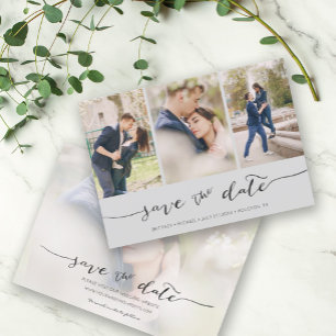 Hand Lettered 3 Image Light Grey Save The Date