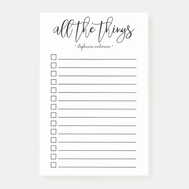 Hand-Lettered All the Things Personalized Post-it Notes (Front)