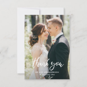Hand lettered brush typography wedding thank you card