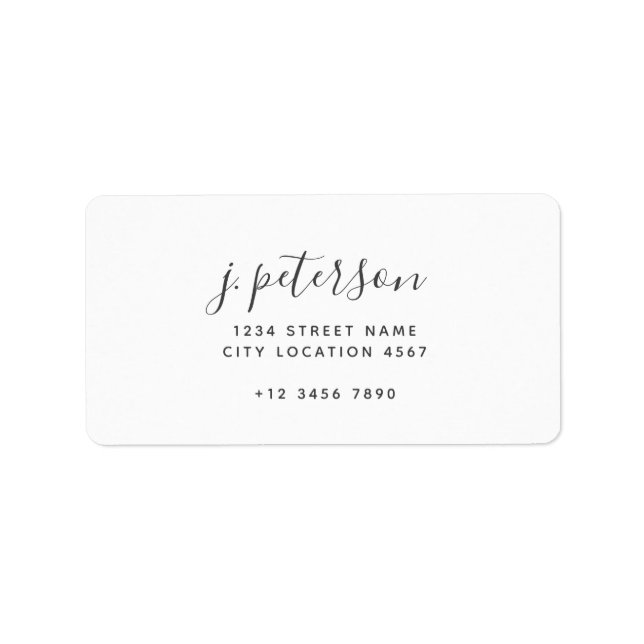 Hand Lettered Calligraphy Script Name Address Label (Front)