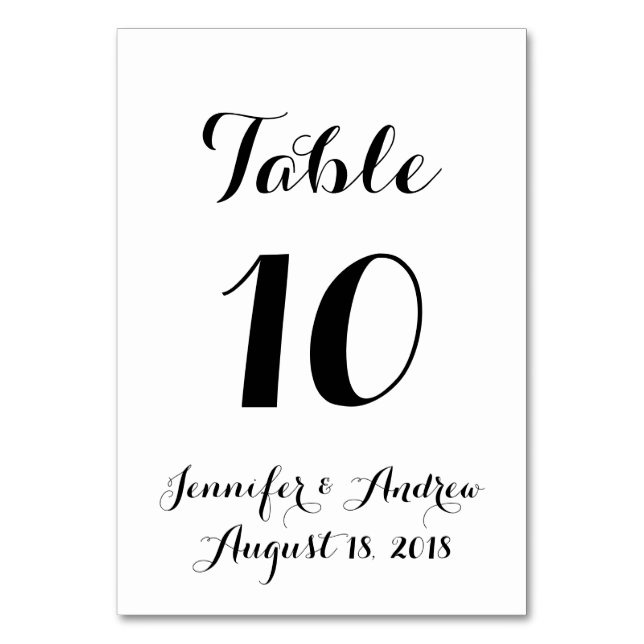 Hand Lettered Calligraphy Wedding Table Card (Front)
