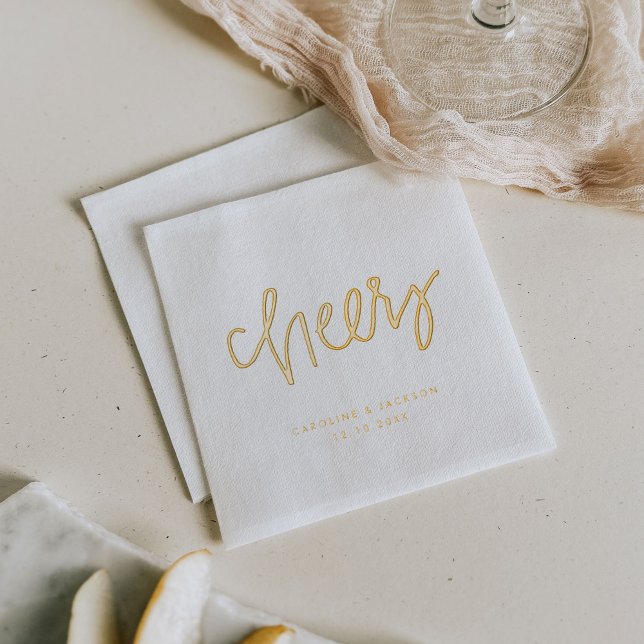Hand-Lettered Cheers Personalized Foil Napkins (Hand-Lettered Cheers Personalized Foil Napkins)
