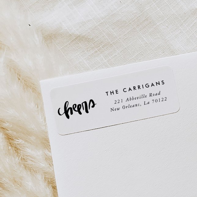Hand-Lettered Cheers Return Address Label (Cheers modern return address labels.)