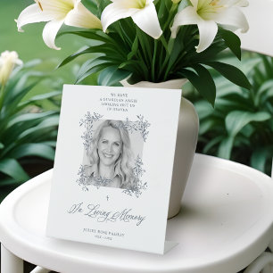 Hand Lettered Chest Flourish Gray Photo Memorial Pedestal Sign