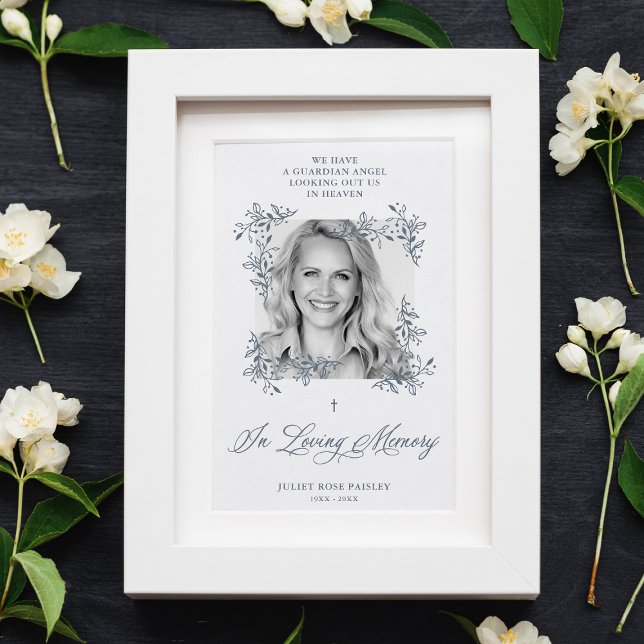 Hand Lettered Chic Flourish Grey Photo Memorial Poster (Creator Uploaded)