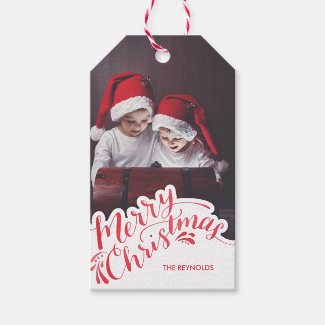 Hand Lettered Christmas Photo Gift Tag (Front)