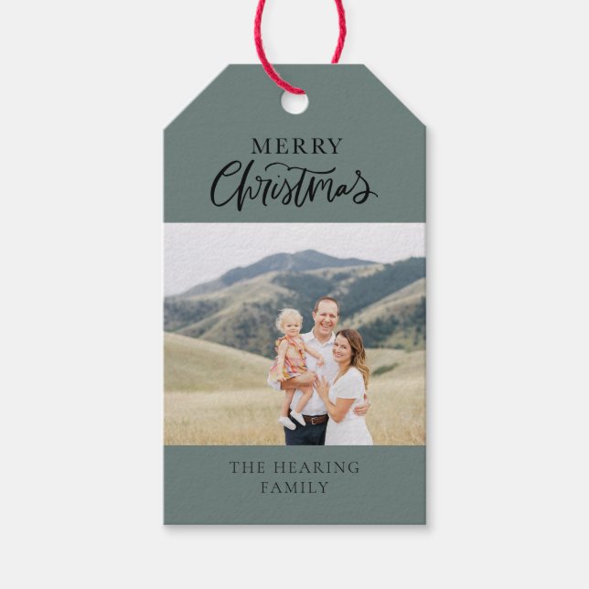 Hand Lettered Christmas Photo Gift Tag (Front)