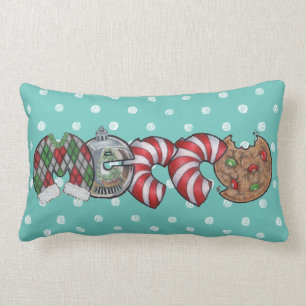 Hand lettered Christmas text Acrylic Ornament Lumbar Pillow