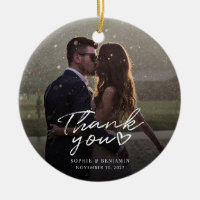 Hand-Lettered Christmas Wedding Photo Thank You
