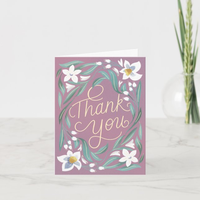 Hand-lettered Daffodil Thank You Card (Front)