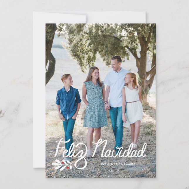 Hand Lettered Feliz Navidad Photo Christmas Card (Front)